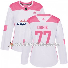 Adidas Maillot de Hockey Washington Capitals T.J. Oshie 77 2017-2018 Blanc Rose Fashion Authentic - Femme
